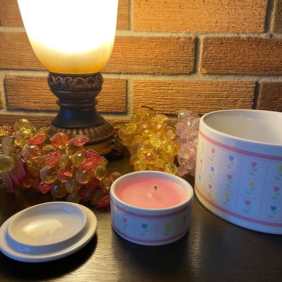 FTDA 1987 candle & dish w colored tulips A12 - Picture 4 of 9